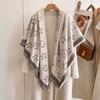Star-Shaped Floral Pattern Fashion Trend High-End Versatile Women'S Imitation Cashmere Scarf Large Square Scarf Air Conditioner Shawl