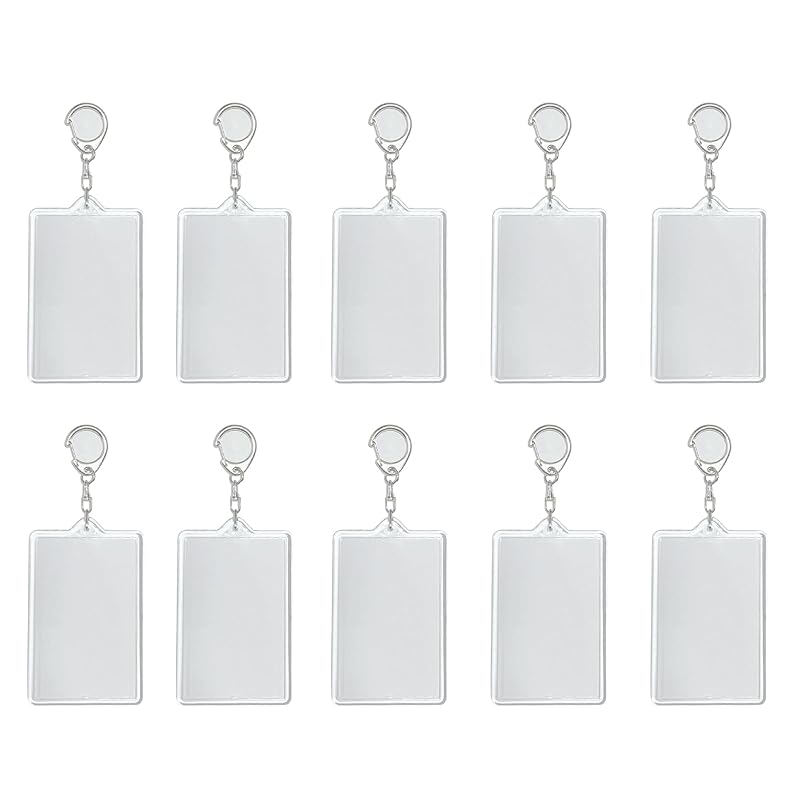 

[SPILOOPS] card size For instax key ring 10 pieces photo keychain rectangle 86mm×54mm Oshikatsu Made of acrylic (10)