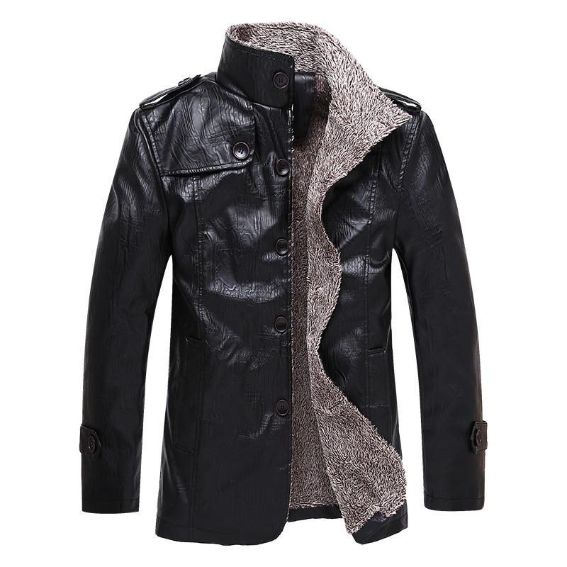 New Leather Jacket for Men, Fur Integrated Men's Leather Jacket, Warm Autumn and Winter Clothing, Lapel Plus Velvet Jacket, Men's Clothing