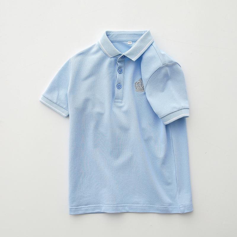 Children's Summer Polo Shirt, Short-Sleeved Pique Cotton, Turn-Down Collar, School Uniform, Boys & Girls' Clothing
