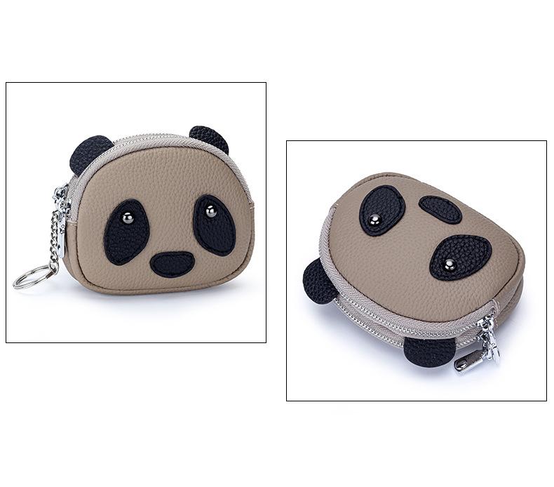 Women's Genuine Leather Large Capacity Double Zipper Coin and Lipstick Pouch