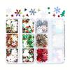 Christmas Theme Nail Glitter Sequins Set 3D Snowflakes Stars Xmas Tree Shapes, Hexagonal Mixed Flakes for DIY Winter Manicure