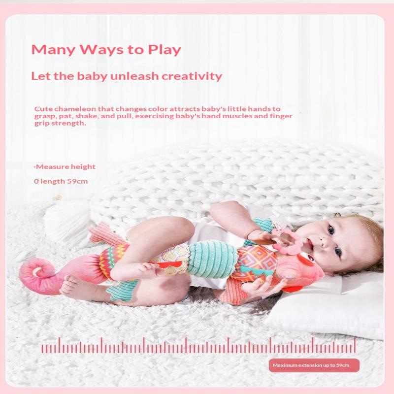 Toddler Sensory Musical Plush Animal Toys With Rattles Crinkle Bell Teething Toy for Infant Car Seat Travel