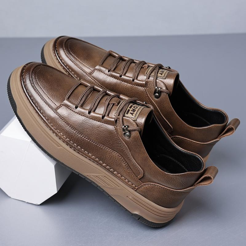 Fashion British Style Men Casual Leather Shoes Fashion Trend Outdoor Antiskid Oxford Shoe Leisure Flat Designer Antiskid Vulcanized Shoe