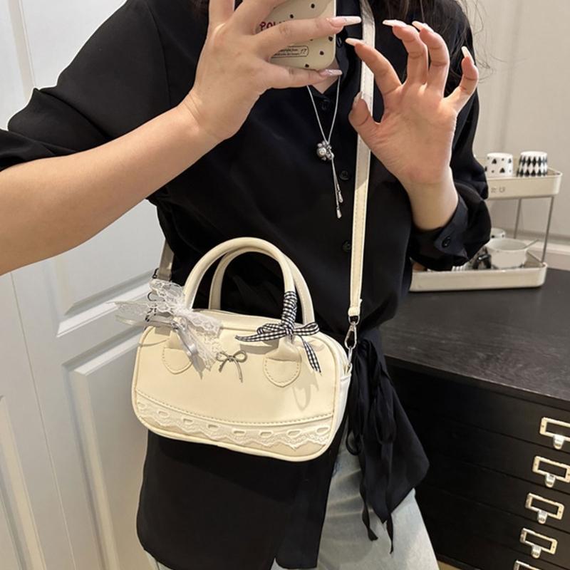 Leather Satchel Handbags for Women Toted Shoulder Bag Sweet Bows Crossbody Bag Purse Top Handle Bag with Removable Strap