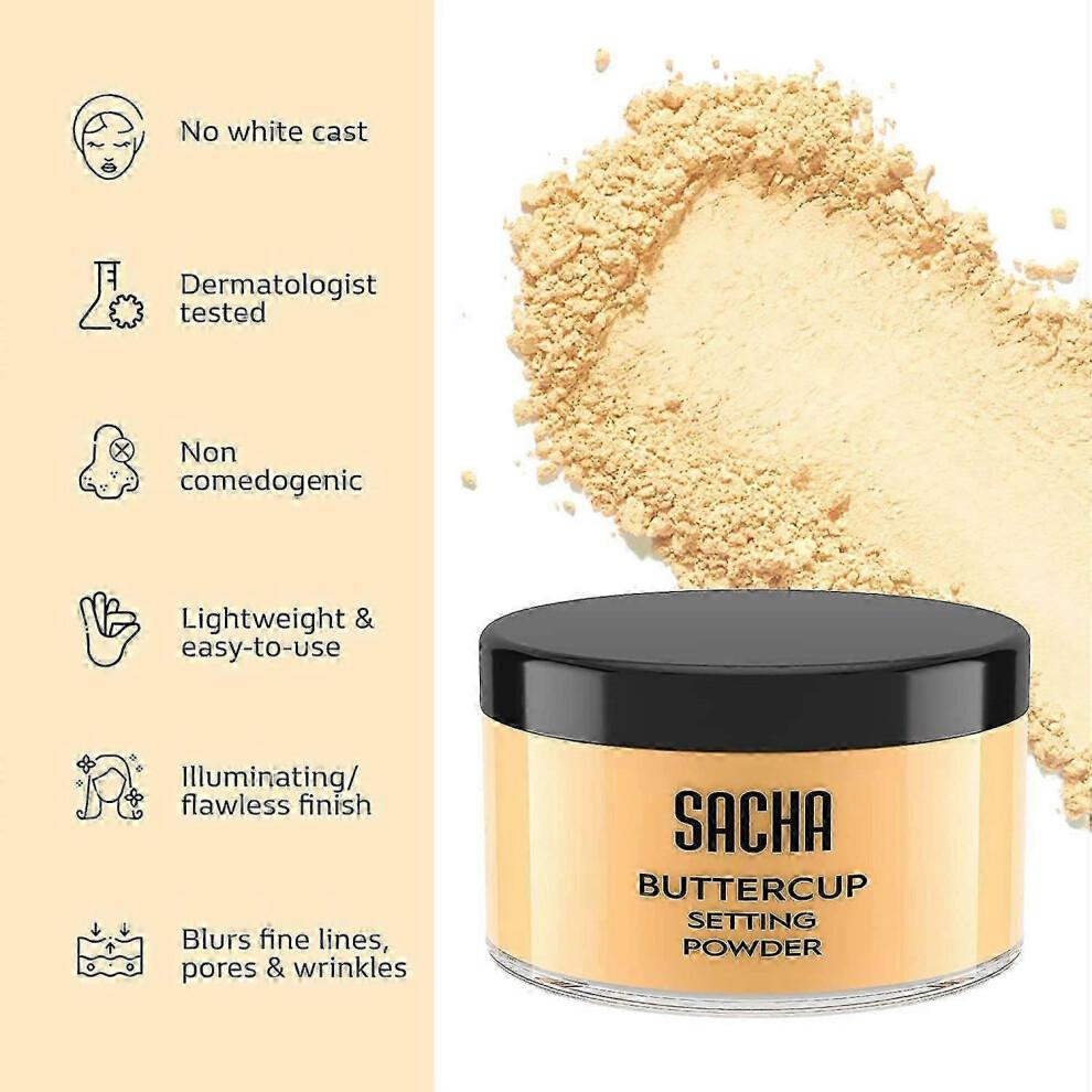 Nowy puder Sacha Buttercup - Drobno zmielony i przyjazny dla błysku bogo