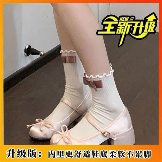 Matching Skirt Temperament Cute Little Fragrant Wind Round Head Hundred Non-slip Light Mouth Small Leather Shoes Single Shoes Mary Jane Shoes