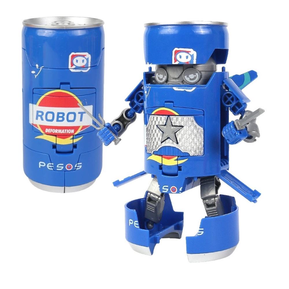 Can-Shaped Transforming Robot Action Figure Innovative Warrior Miniature Learning-Enhancing Playthings Transformed Beverage Robot Plaything for