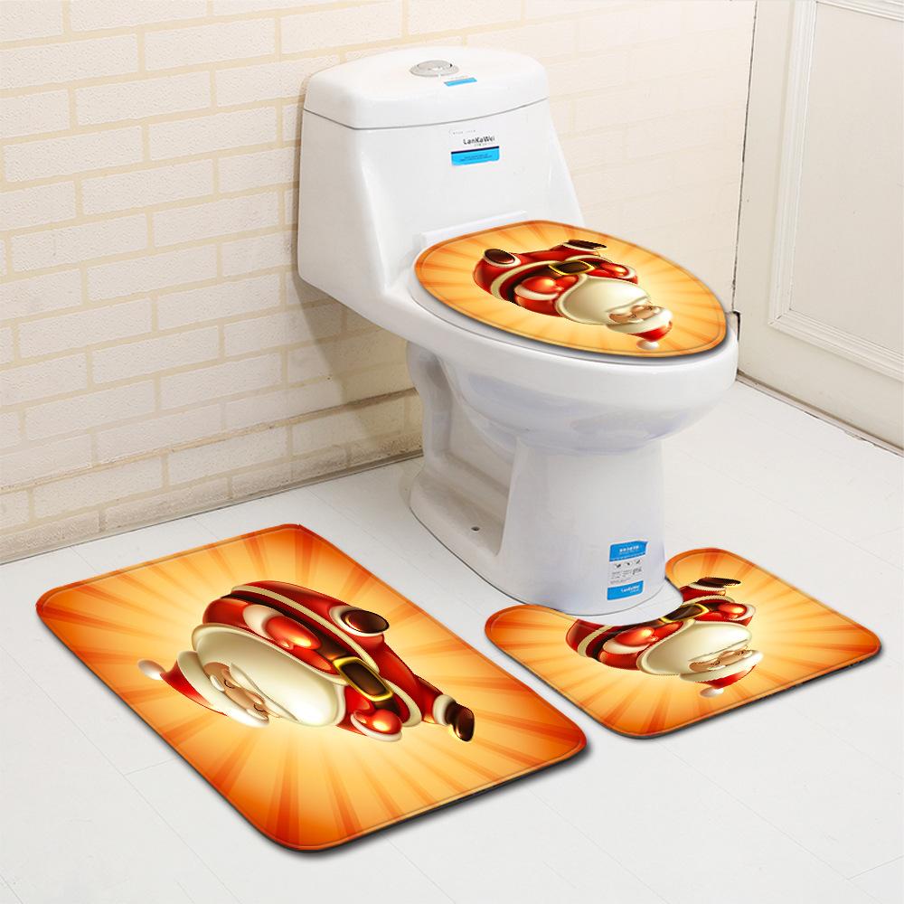 Christmas Bathroom Floor Mat Toilet Three-Piece Set