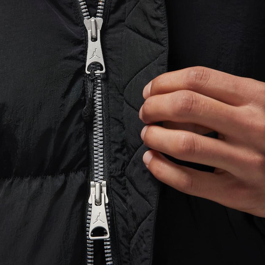 Jordan Effen Kleur Met Capuchon En Rits Waterafstotend Donsjack Heren BuitenKleding Zwart DQ7347-010
