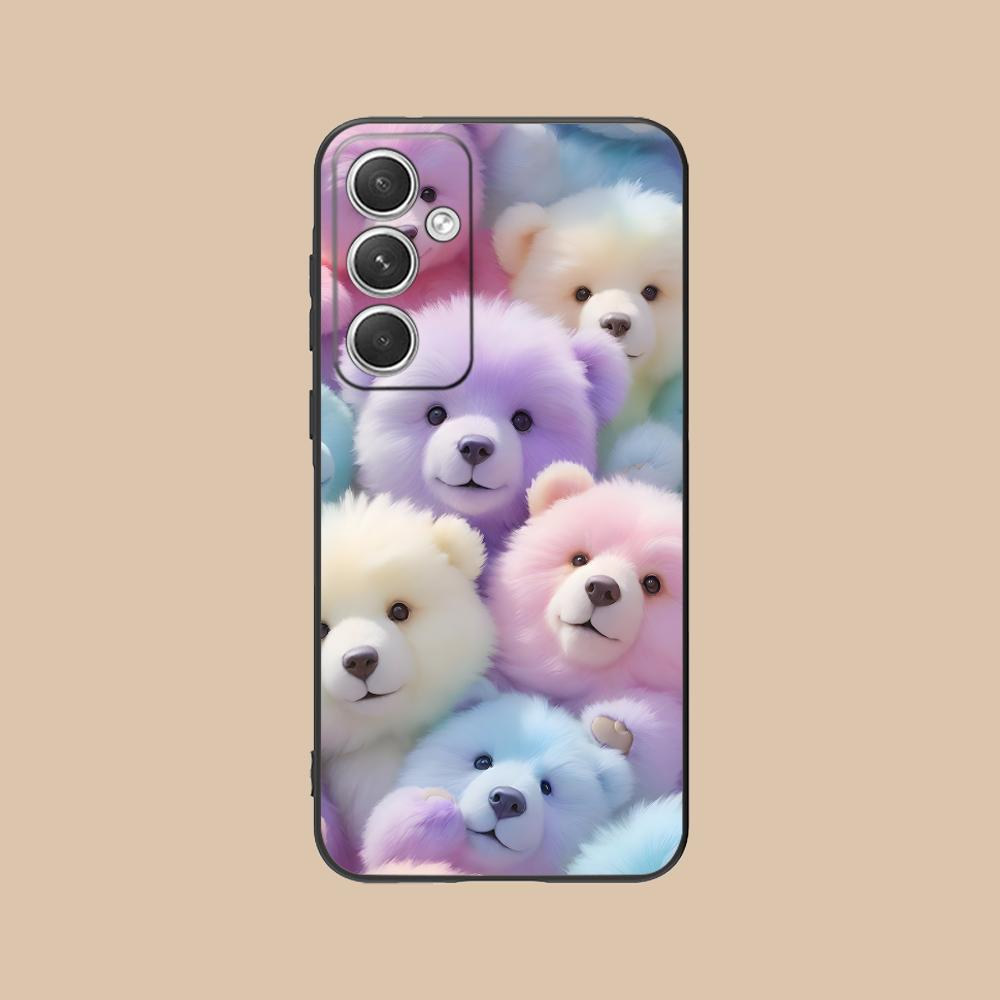 Kawaii Cute Bear Phone Case for Samsung Galaxy S25 S24 S23 S22 S21 S20 Note20 Plus FE Ultra Colour Printing Pretty Luxury