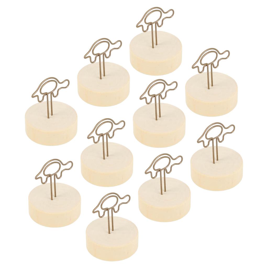 10PCS Table Number Holder Turtle Shape Vertical Type Place Card Holder Simple Cute with Log Base Nam