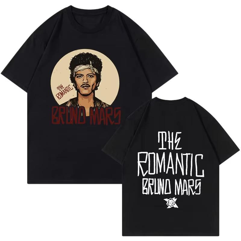 Bruno Mars Print Vintage Tshirt The RoUnisextic Tour Graphic T Shirt Unisex Women Fashion EU Size Short Sleeve Top Clothes