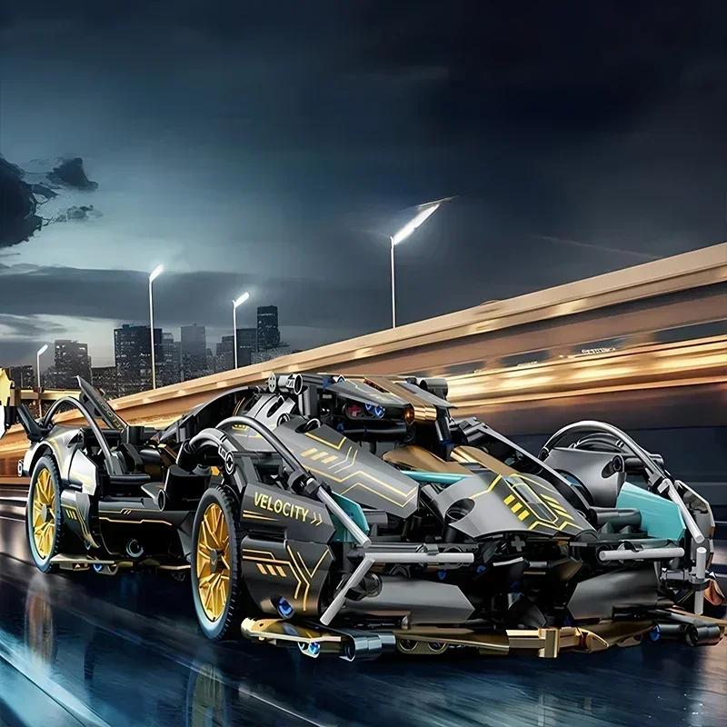 

Черный V12 Block RC Tech Racer 1:14DIY Roadster Builds Block Assembly Block Block Block Car Игрушка Подарок на день рождения (1280 зерен)