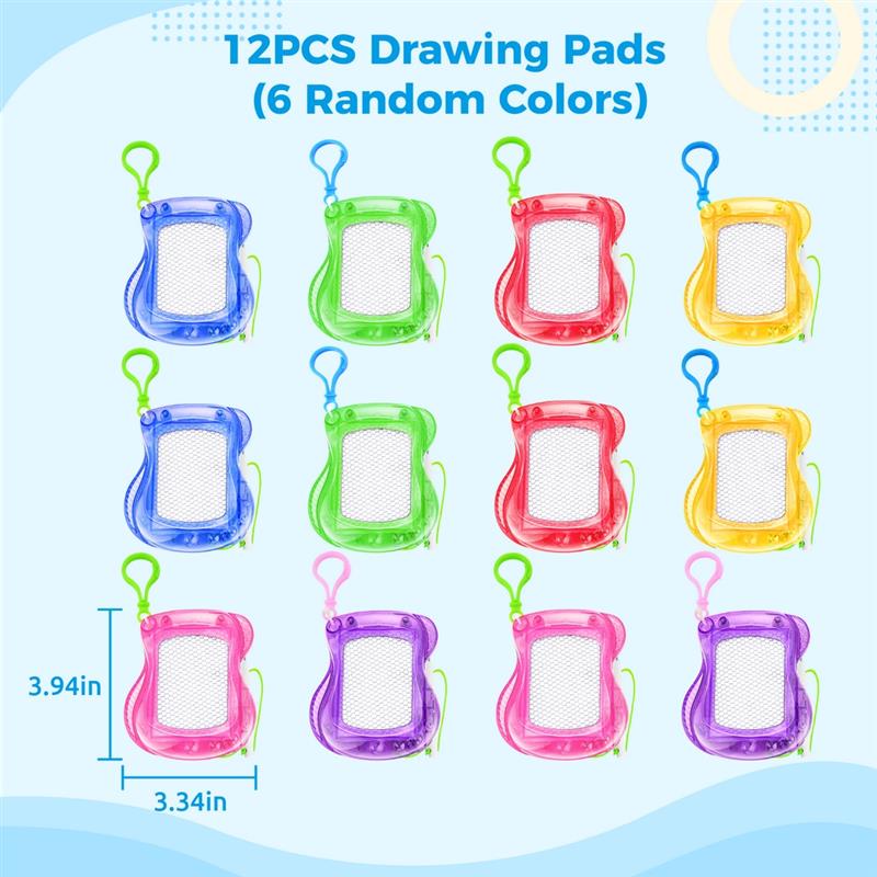 12Pcs Mini Drawing Board Magnetic Doodle Board Backpack Keychain Board With Pen Kid Sketch Erasable Drawing Pad For Birthday