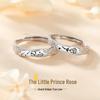 Kleiner Prinz & Rose Sterling Silber 999 Partnerringe - Koreanischer Stil, Hochwertige gehammerte Textur, Verstellbar.