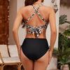 European American High-Waisted Two-Piece Bikini Set: Women's Sexy Drawstring Swimwear