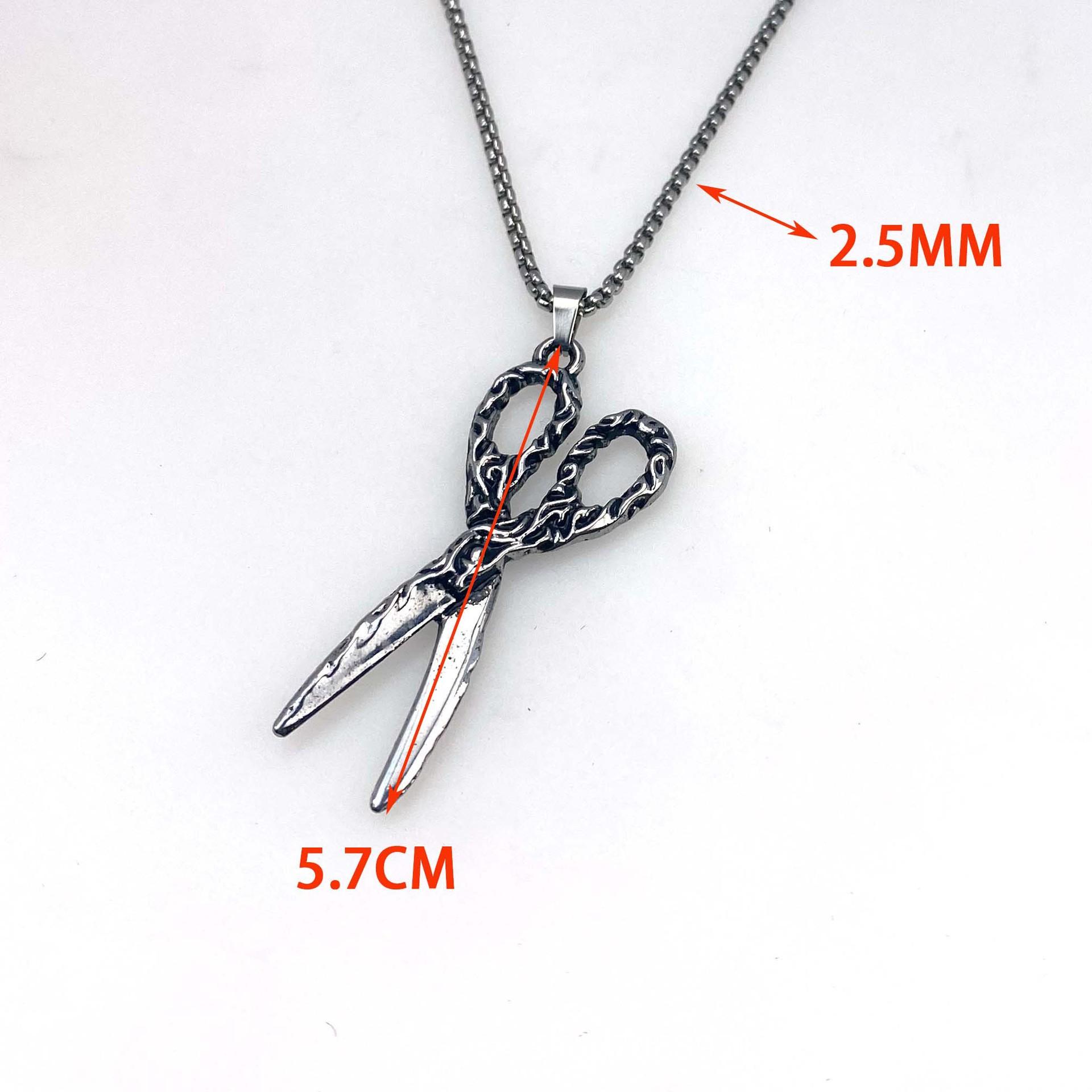 

Персонализированное и креативное нишевое ожерелье из нержавеющей стали с узором «Уличный панк» в стиле ретро, подвеска в виде ножниц, цепочка для свитера