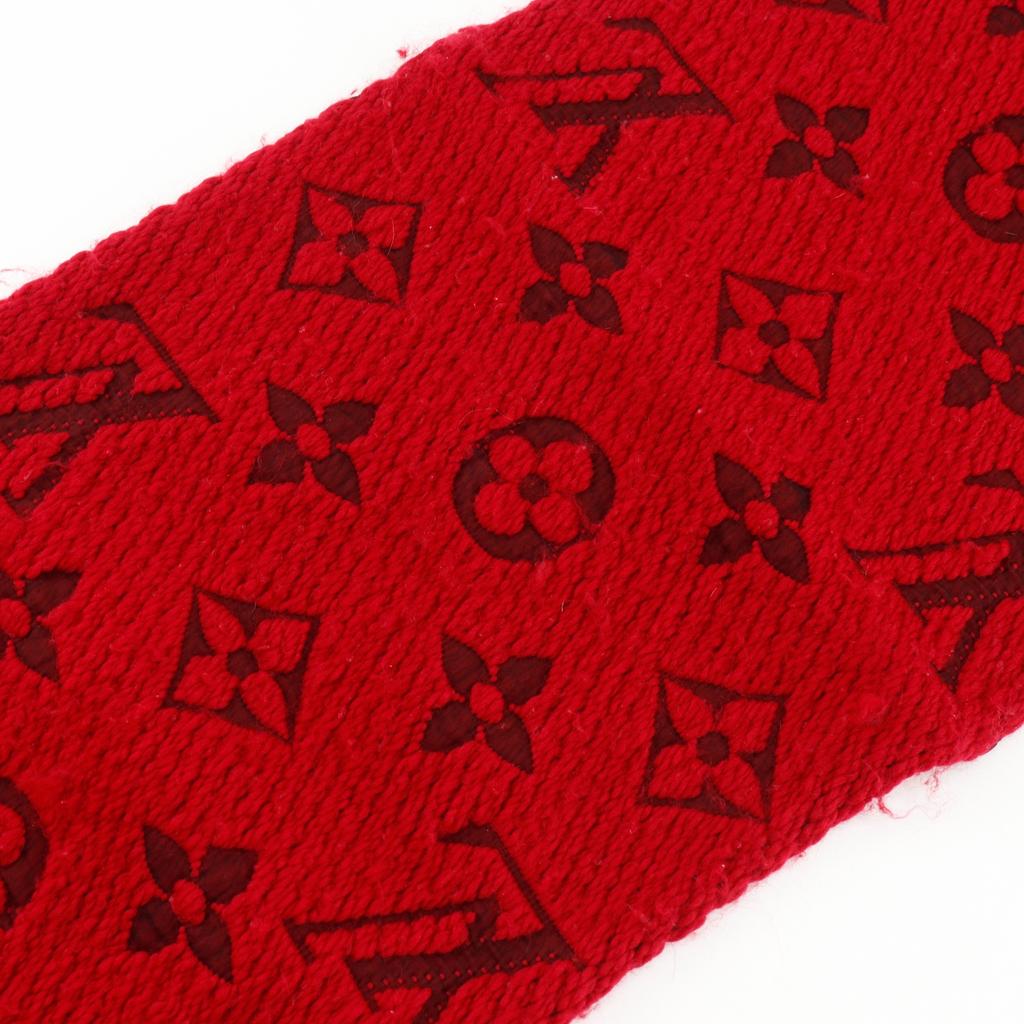 LOUIS VUITTON Escalp Logo Mania Scarf 402336 Monogram Red wool/silk Women Used