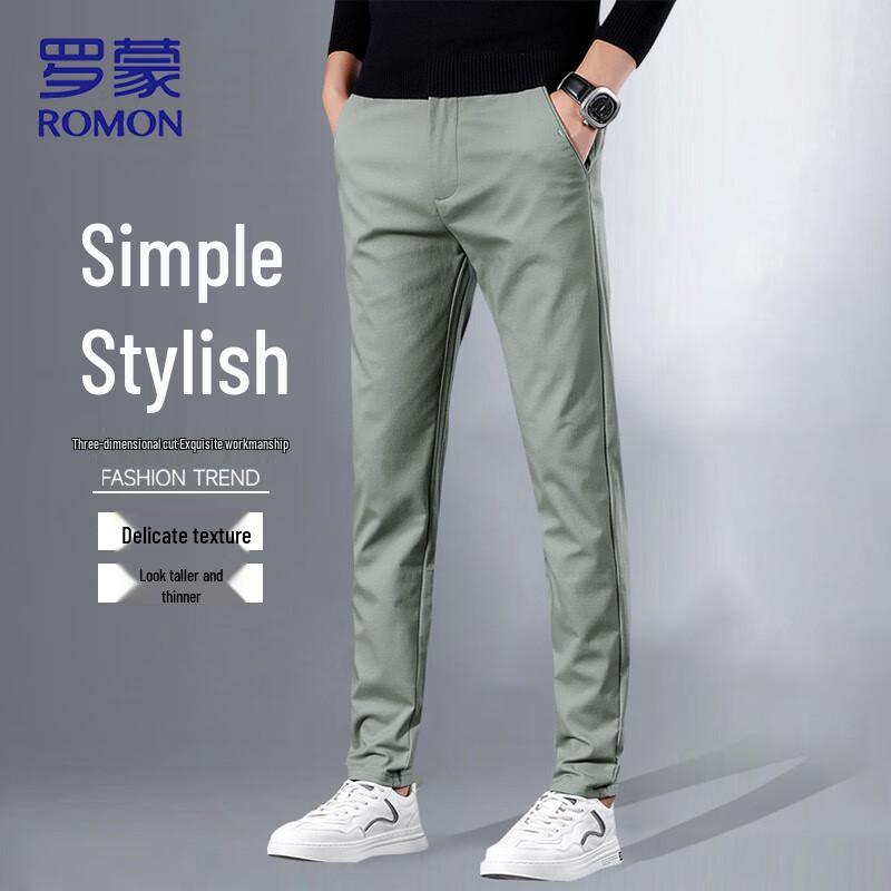

ROMON Men s Classic Straight-Leg Business Casual Pants 33