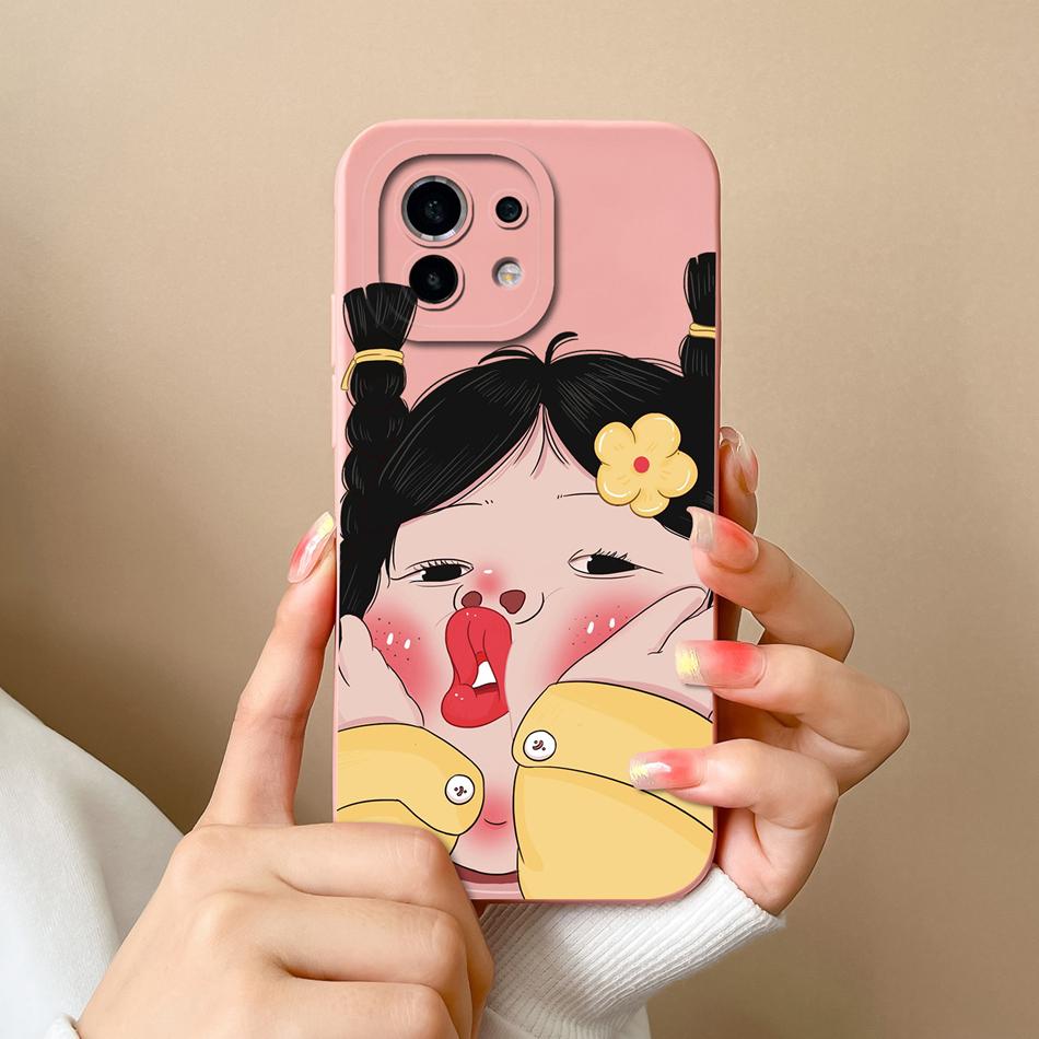 For Xiaomi Mi 11 Lite/Mi 11 Pro Phone Case Full Protection Cute Back Cover For Mi11 Lite Mi 11Pro Soft Liquid Silicone Bumpers