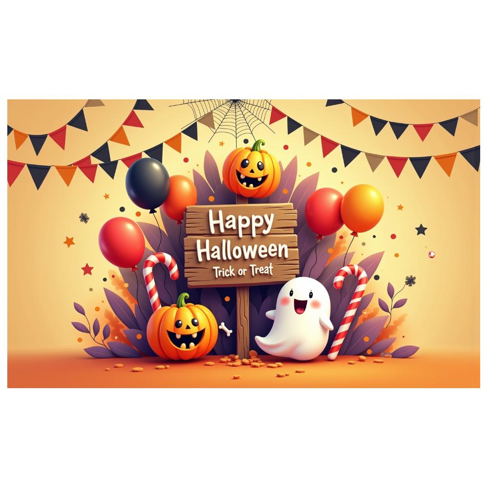 Happy Halloween Sign Bunting Flags Event Banner Trick Or Treat Banner Halloween Icons Halloween Banner For Celebration