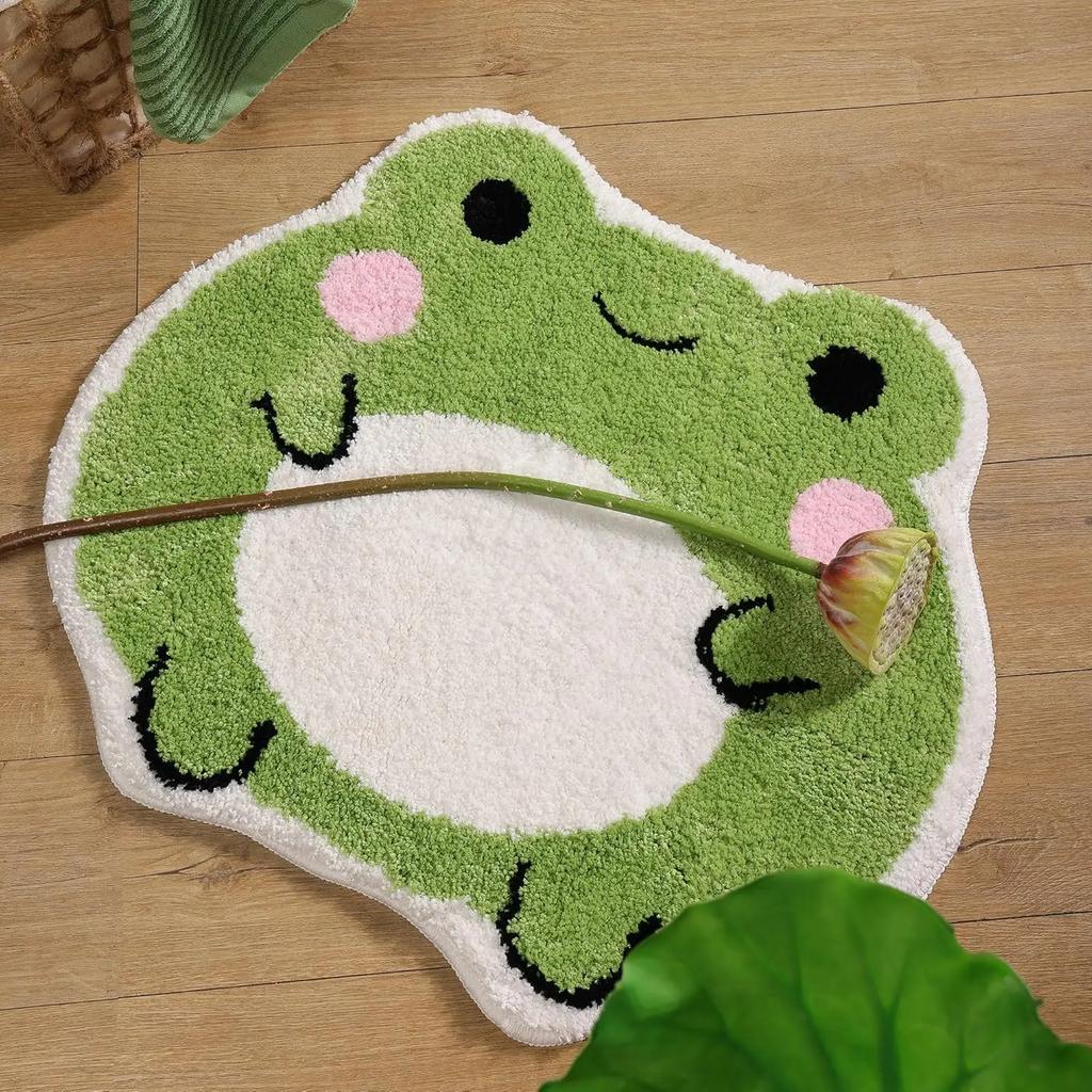 Cute Bath Mat Non Slip Frog Bath Rug for Bathroom,Luxury Absorbent Mats,Machine Washable Shaggy Soft Rugs Bathroom Decor