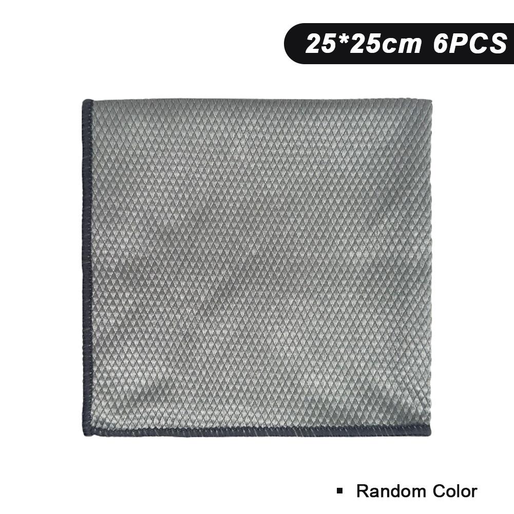 6 Stück Mikrofasertuch Glasreinigungstuch Fussel-Frei Für Fenster Auto Küche Spiegel Keine Spuren Wiederverwendbar Fischschuppentuch Polieren