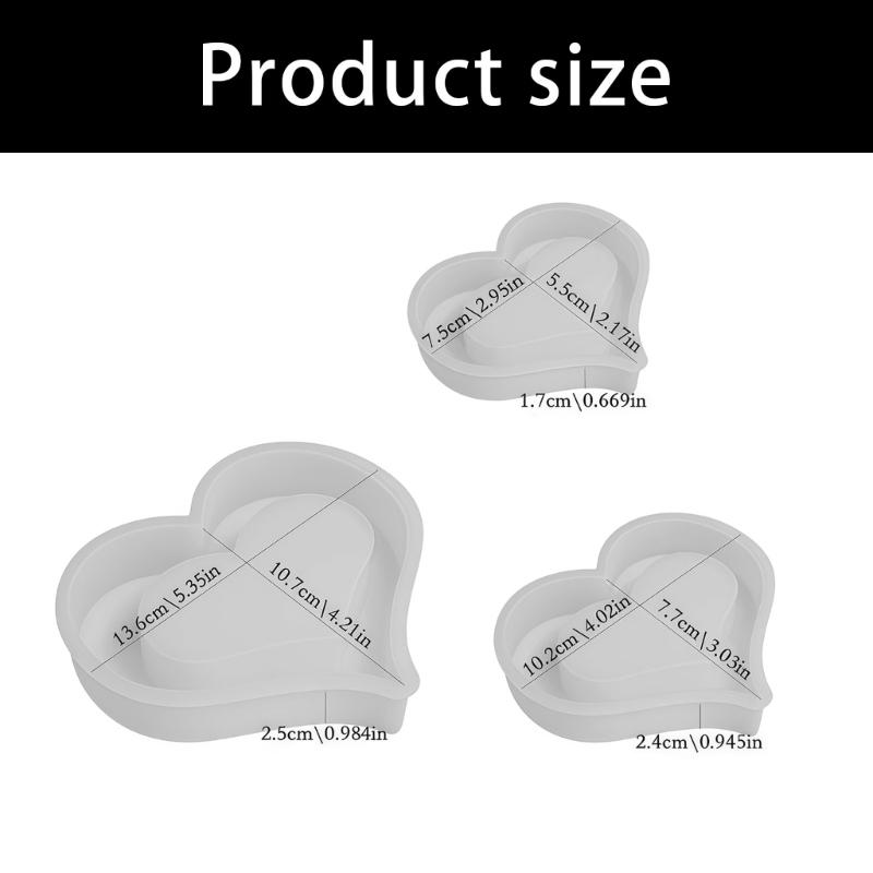 3Pcs Hollowed Heart Silicone Molds Multifunctional Silicone Candle Mould For Handmade Candle Soap and Resin Casting