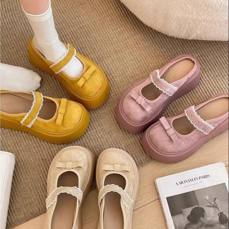 Thick-soled heightened bag head half slippers women's summer wear new one-pedal muffin Mary Jane single shoes