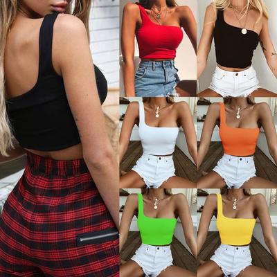 Women Ladies Single Shoulder  Sexy Sport Bra Slim Camis Tank Vest