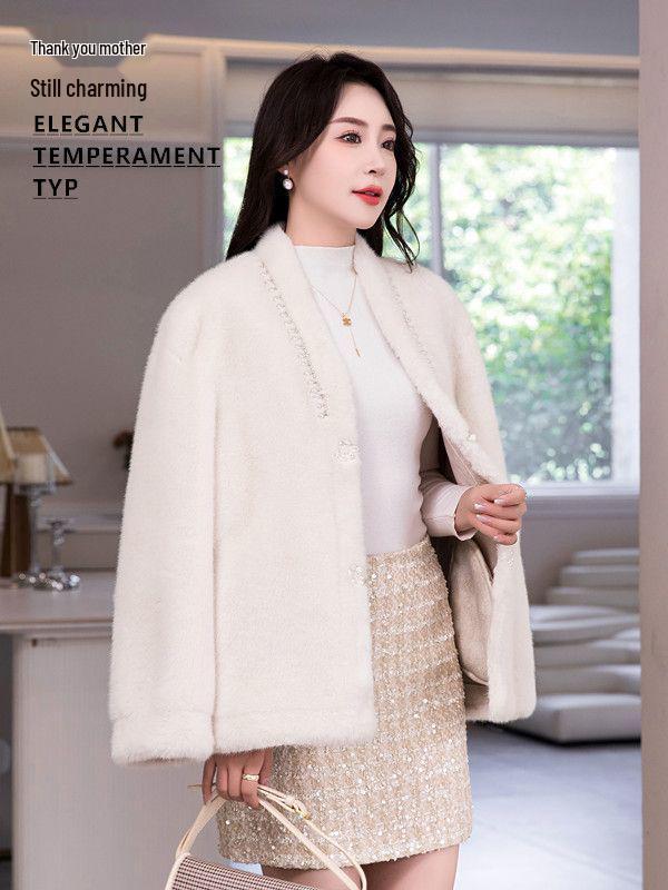 Stylish Winter Mink Velvet Fur Coat for Middle-Aged and Elderly Women