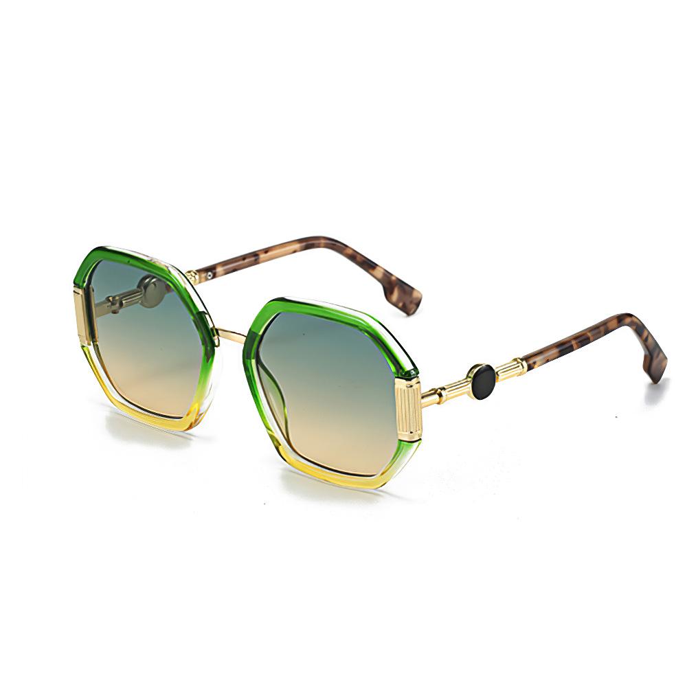 Fashionable Women Sunglasses Unique Octagonal Frame Gradient Lenses Golden Legs Stylish Glasses