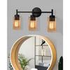 Black Wall Sconce,Modern Bathroom Wall Light Fixtures 3-Light Bathrooms Vanity Light, Bathroom Lights Over Mirror, Farmhouse Glass (Amber)
