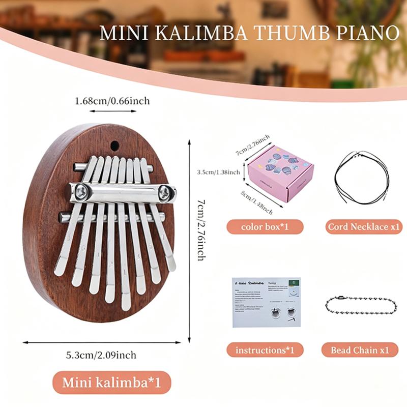 Mini 8 Key Solid Wood Kalimba With Portable Lanyard And Crisp Sound Perfect For Music Beginners Kids Casual Play Travel Gift
