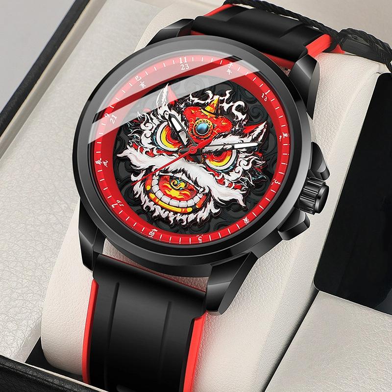 WLISTH Unique Creative Chinese Dragon Pattern Luxury Men's Watches Fashion Gift Brand Quartz Sport Silicone Wrist Watch