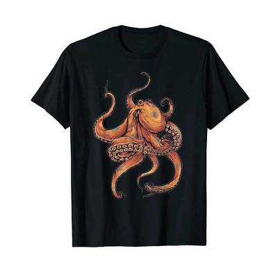 Fashion Octopus Vintage T Shirt 100 Cotton O Neck Summer Short Sle