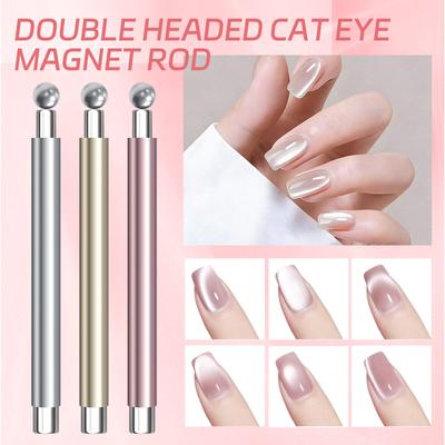 Nail Wand Double-headed Magnet Rod Wide Light Glass Beads Cat's Eye Strong Magnetic Stone Multi-functional Wand Magnet.