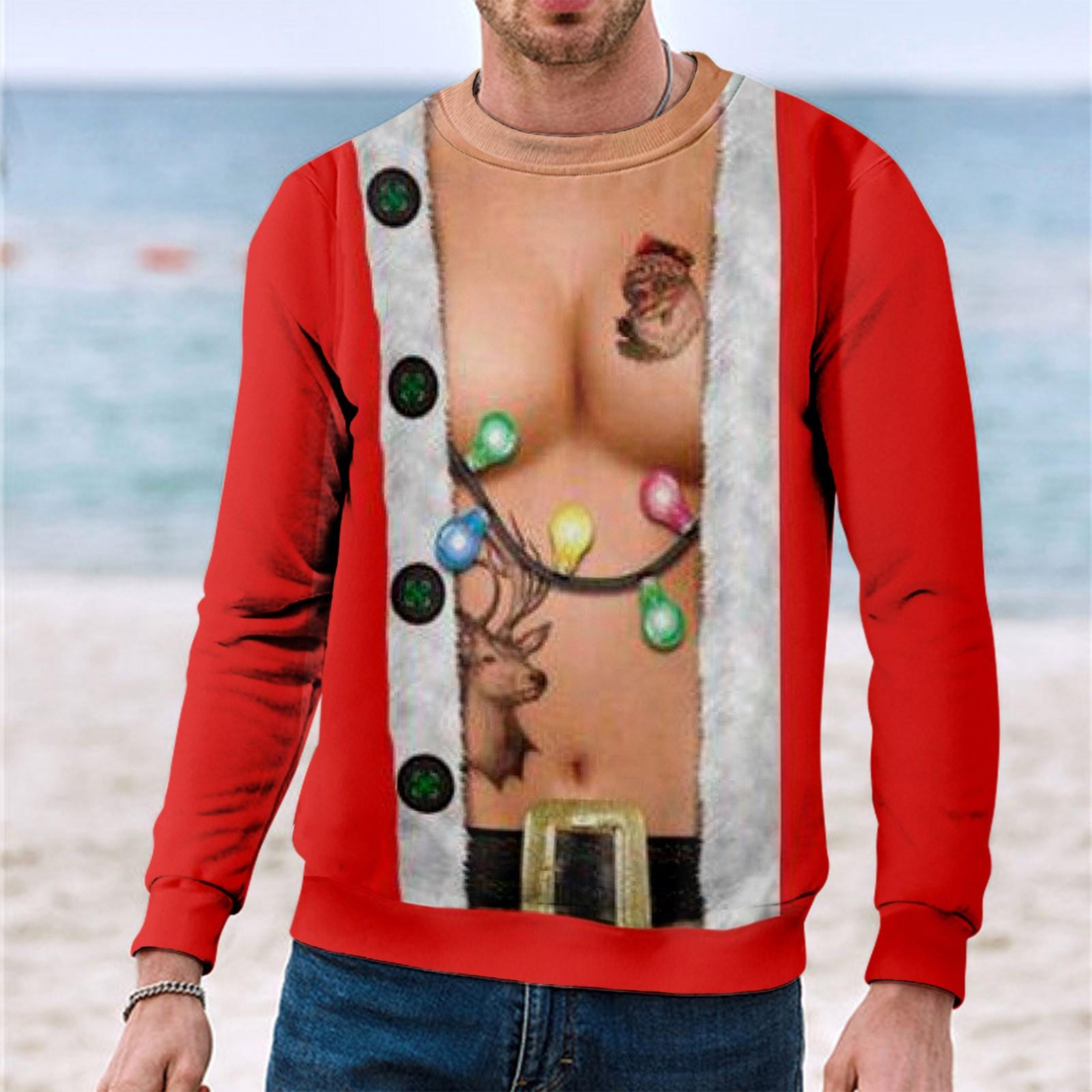 

Рождественский свитер с длинным рукавом и 3D принтом на груди, креативное пальто для пары, осень-зима, вечерние пальто с круглым вырезом XL розовый