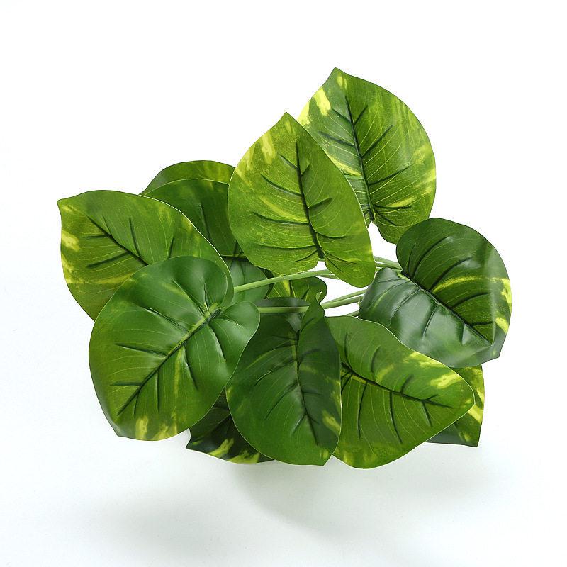 Artificial Pothos & Monstera Leaves Wall Decor for Living Room - Small Potted Greenery Arrangement