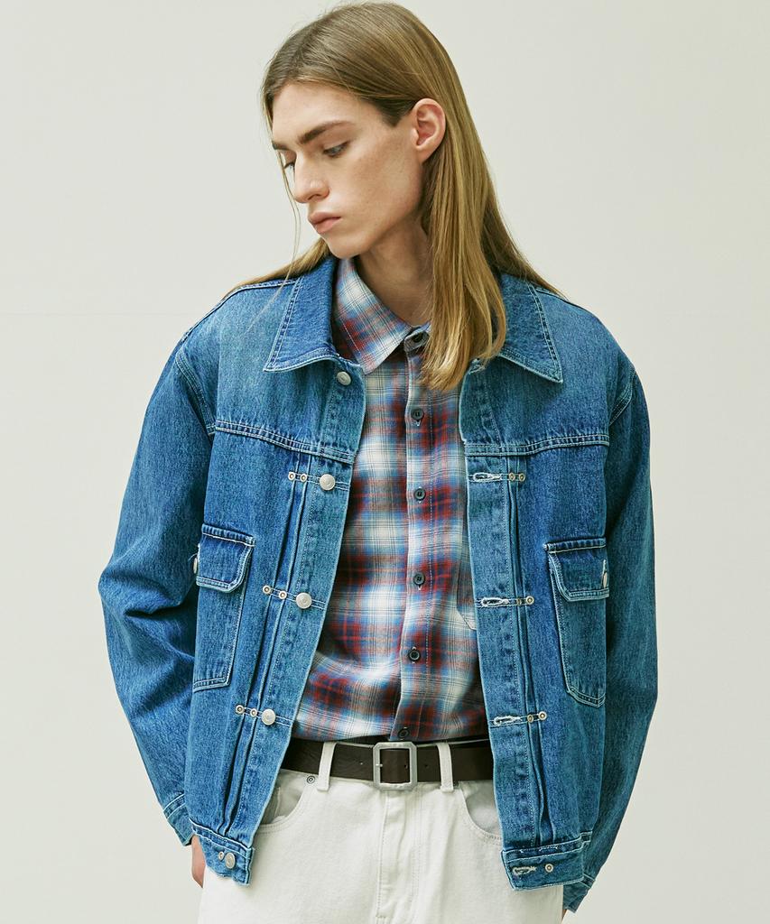Knd Rivet 2Nd Type Washed Denim Trucker Jacket Blue