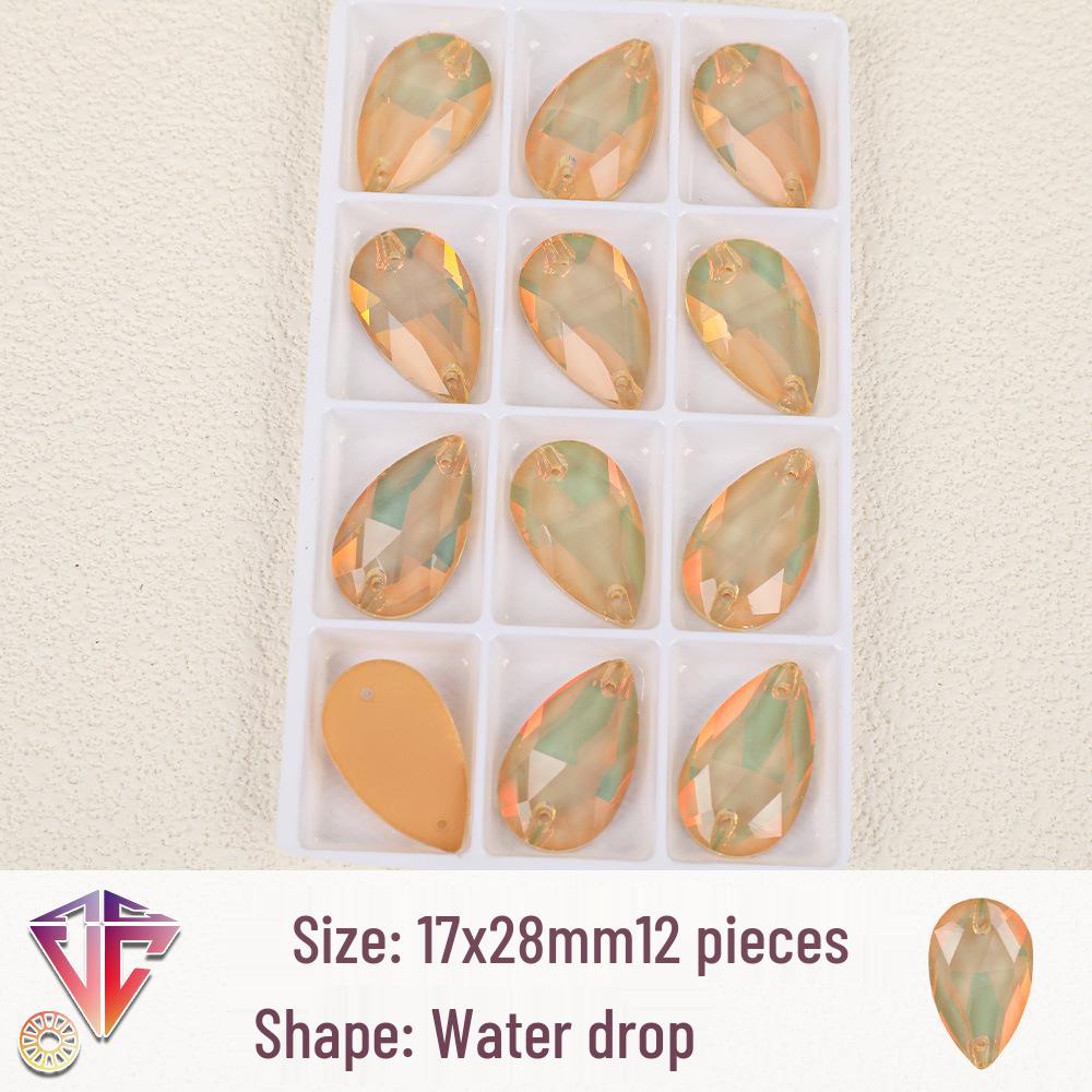 Fluoreszierende Mokka-Tropfen-Strassperlen - Handgefertigte DIY Zwei-Loch Flatback-Accessoires