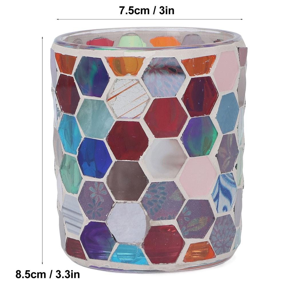 Glass Candle Holder European Colourful Hexagonal Mosaic Candlestick Holder Decoration for Home Restaurants Cafes