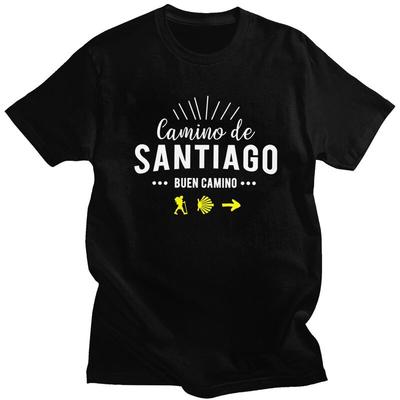 Individuelles Buen Camino De Santiago T-Shirt Herren Kurzarm 100% Baumwolle T-Shirts Streetwear T-Shirts
