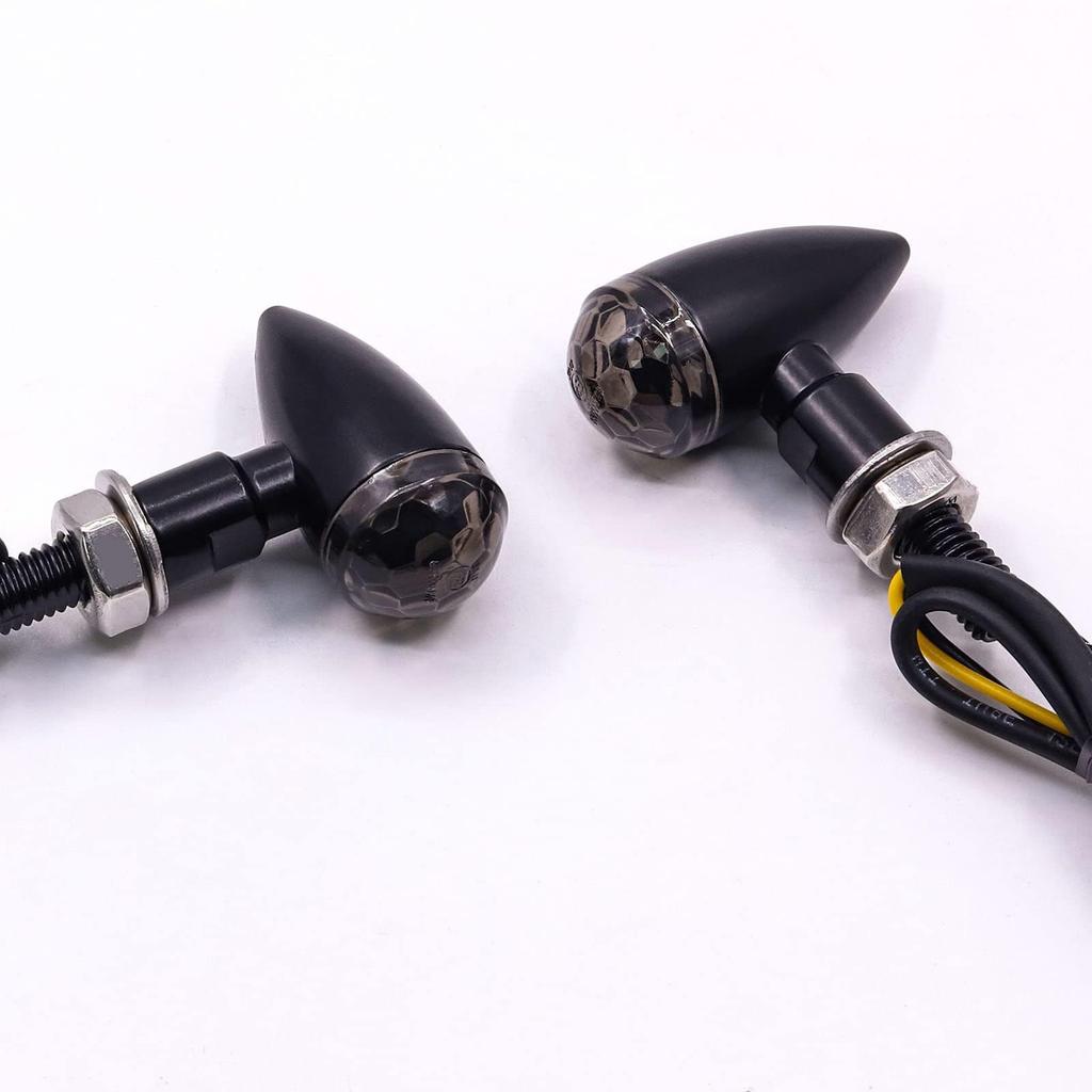 Aoling Motorcycle Turn Signal LED Bullet Type Motorcycle Turn Signal 12V High Brightness Motorcycle Turn Signal Small Smoke Lens Aluminum Alloy Fixed