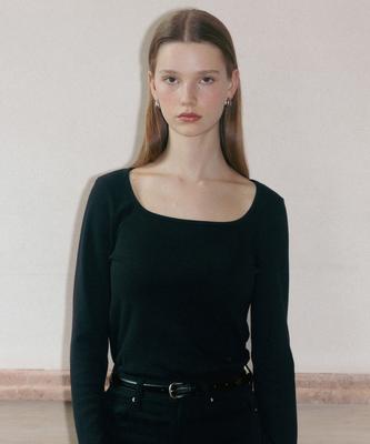 Tudument Square Long Sleeve Top Black