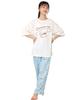 SAZAC Cinnamoroll Pajama Set for Cotton Short Long and Top X Women, Jersey, Sleeves, Pants, T-Shirt, (White Turquoise/M/SAN1806)