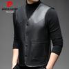 Pierre Cardin Men's V-Neck Genuine Leather Vest