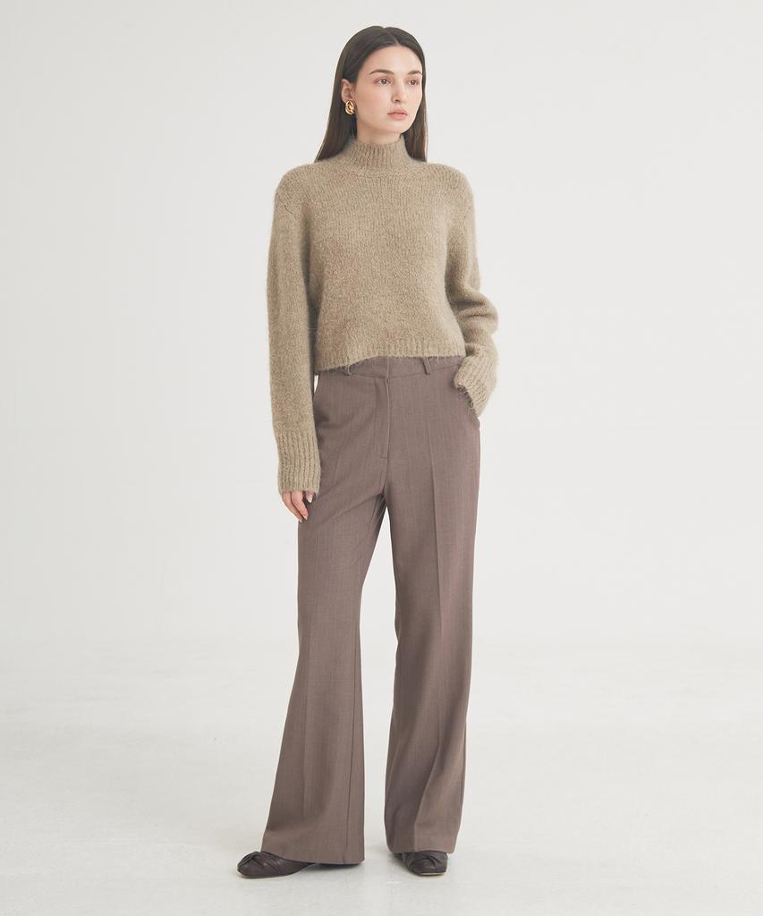 THEFRHT Wool Stripe Flare Pants (Brown)