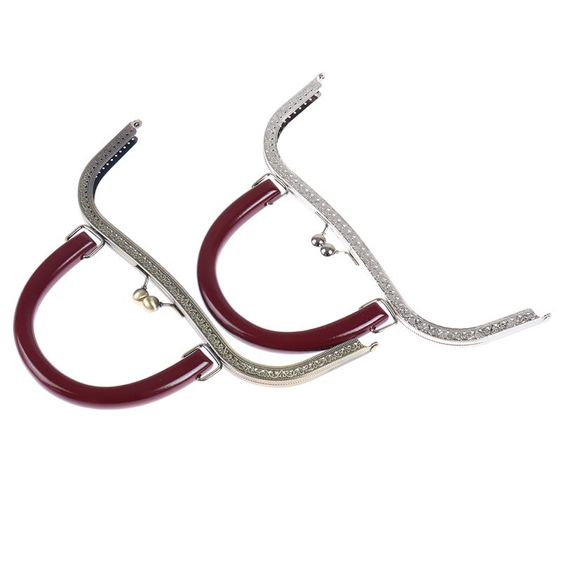 27 cm Trä Metallram Kisslås För Handväska Plånbok Tillbehör DIY Handgjord